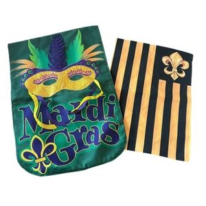 2 Garden Flags Mardi Gras & Fluer De Lis